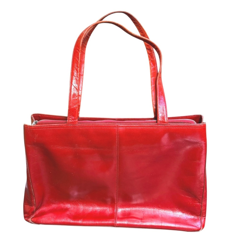 HOBO Red Leather Double-Handle Shoulder Tote